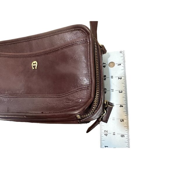 Etienne Aigner Small Crossbody Handbag Leather Brown Messenger Multi Pockets 90s - Picture 13 of 16